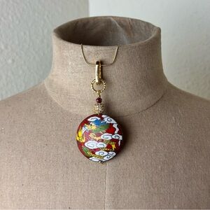 Upcycled Vintage Chinese Cloisonne Dragon Bead Enhancer Pendant